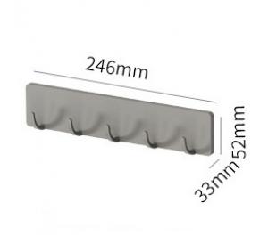 Wall Mounted  Punch Free  Rack with  5 Hooks